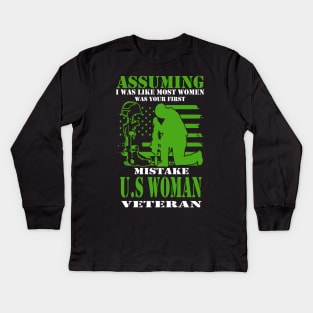 VETERAN: Woman Veteran Kids Long Sleeve T-Shirt